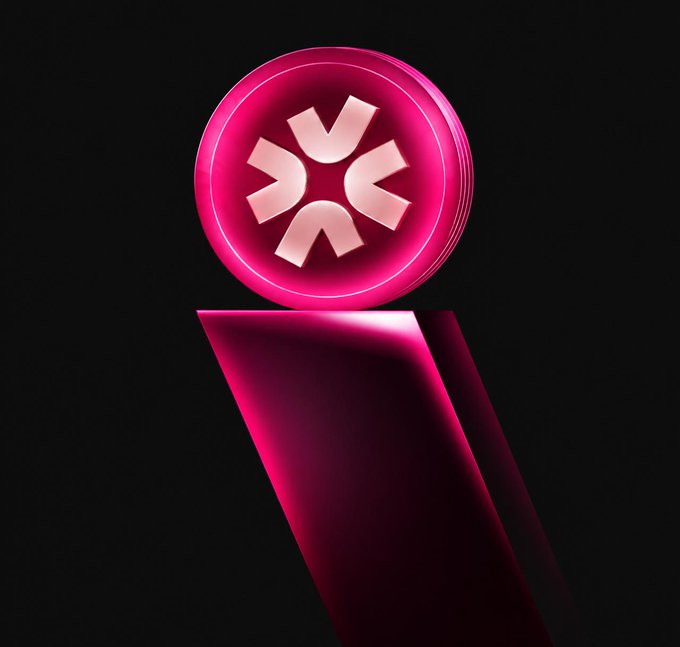 The image features a glowing pink/magenta coin or token displaying the RFN logo, set against a black background with reflective light streaks beneath it. This visually represents the official deployment of the $RFN token on Ethereum, emphasizing its new digital asset status with the displayed contract address: 0xD515aF108Dc15Bd4eCEd0e15C0b900792A431e1C.