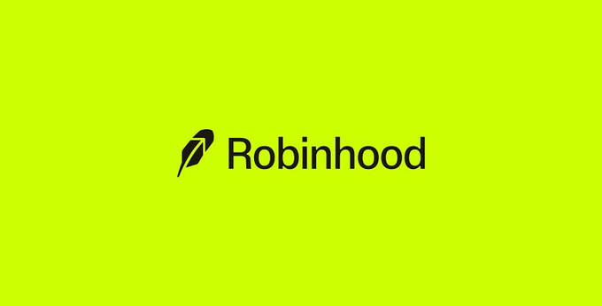 The Robinhood logo, featuring a black feather icon and wordmark on a bright green background.