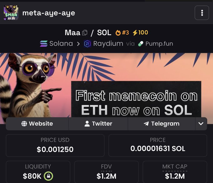 The image shows a meme of a leopard with sunglasses, accompanied by text that discusses Ether (ETH) and Memecoin (Memecoin). The image includes an overlay showing information about the sale of Memecoin for $0.81M. The text on the image reads "We are a million family! Trending #3 First ever Memecoin on ETH now on Solana BHiVUHns5sR4JE9tYXagBLEeSZ9sEVsJ5Qmpyterpump". Focus on what is in the image and how it relates to the post.