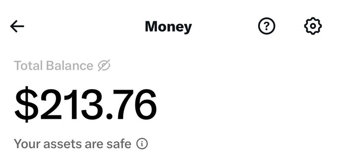 A Cash App screen showing a 'Money' balance of $213.76 with the message 'Your assets are safe' and a 'Total Balance' label.