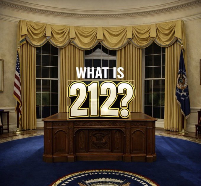 A graphic showing the Oval Office with large text overlay asking 'WHAT IS 212?'.