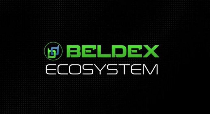 A logo graphic displays 'BELDEX ECOSYSTEM' in green and white text alongside a blue and green icon on a dark textured background.