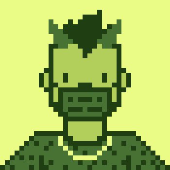 A pixel art portrait of a green-skinned character with a mohawk and snout-like face, likely representing a "Chain Raider" NFT collectible that the user has just acquired. The retro 8-bit aesthetic aligns with the blockchain gaming/collectible theme of the @chainraiders project mentioned in the post.