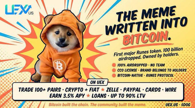 The image is an advertisement for memes about Bitcoin. The main focus of the ad is a dog wearing an orange hoodie and holding a coin, which is the central element featured in the meme. The background of the ad features a combination of blue and orange colors and depicts a yellow explosion with text that provides information about Bitcoin. The overall message of the advertisement is to promote Bitcoin as a valuable asset among meme enthusiasts, using humor and visuals to engage their audience.