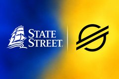 The State Street logo (a ship icon) alongside another logo (a stylized 'S') on a blue and yellow gradient background.
