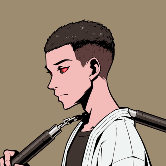 Anime-style illustration of a side-profile character with dark hair, glowing red eyes, and a white jacket over a black shirt, carrying a metallic staff across his shoulders. The image serves as the NFT artwork for the "Azuki Elementals #2498" purchase, matching the stylized aesthetic of the Azuki Elementals collection sold on OpenSea.