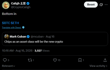 A screenshot of a post by Caligh (@CryptoCaligh) quoting Mark Cuban about 'Chips as an asset class' being the new crypto.