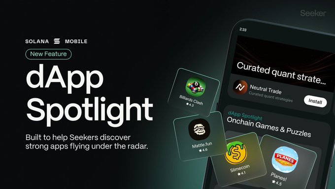 The image features a cell phone with a screen displaying various apps, including one called "dApp Spotlight" which appears to be a tool for discovering new apps or analyzing existing ones. The app has been built to help users find interesting apps that they might not have otherwise known about. It also provides information on the apps' features and ratings, making it easier for users to make informed decisions when choosing an app to download. The image is accompanied by text that highlights the purpose of the app and its benefits for users.