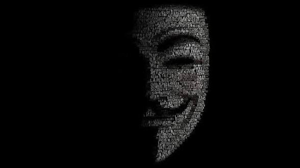 A black and white artistic rendering where the silhouette and smiling face of a man is composed of many tiny words/text against a dark background.