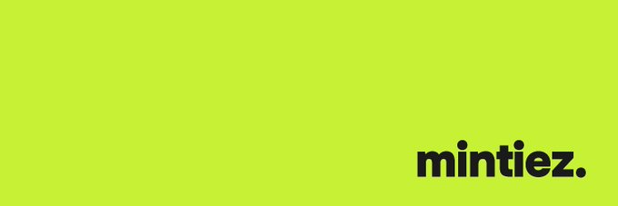 A minimalist green banner with the word 'mintiez.' in bold black lowercase text in the bottom right corner.