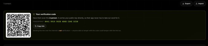 A dark-themed interface displaying a verification code '0451 9928 9928 AD08 C0AE 2598' with a QR code and a 'Copy link' button.