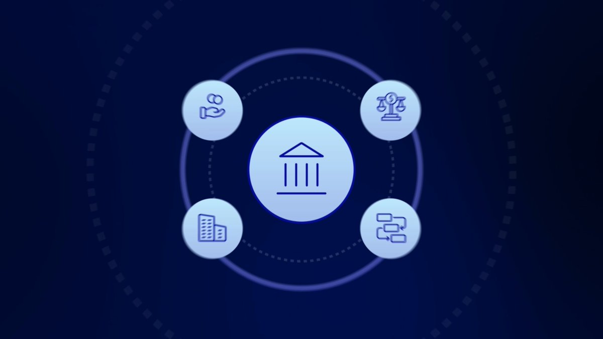 The image features a blue circle with four white icons, each representing a different type of building or structure. The first icon represents an office building, the second one symbolizes a residential building, the third one depicts a hotel, and the fourth one shows a shopping mall. These buildings are arranged in a circular pattern around the center of the image. The text "Your Zone. Your Data. Your Rules." is written below the circle, indicating that this is an educational piece about different types of buildings or structures.