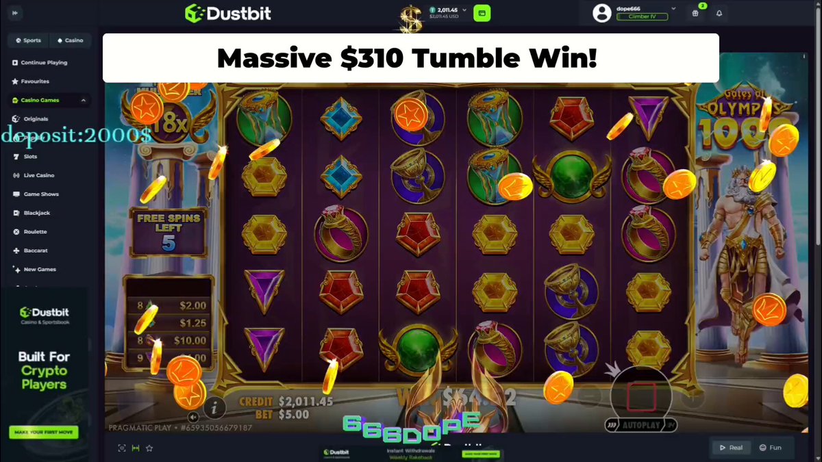 The main focus of this image is a slot machine, likely found at a casino or similar gaming venue. The game appears to be a virtual one, possibly for cryptocurrency-based gambling services or sportsbooks. One interesting detail about the game is that it uses a dustbag method instead of traditional coins. The user can simply toss a coin into the bag and play the game with those coins. This type of gameplay often eliminates the need for a cashier, reducing friction during transactions and potentially resulting in faster withdrawals.