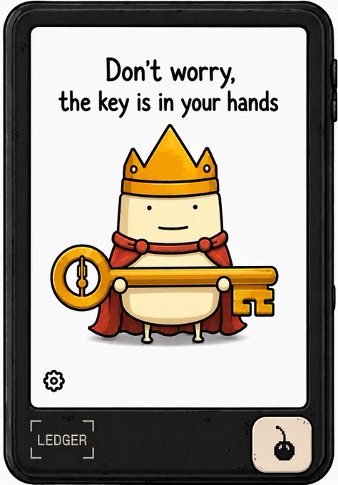 The image features a cartoon character holding a golden key, with the text "Don't worry, the key is in your hands" written above them. The character appears to be wearing a crown, which adds to their regal appearance. The background of the image is white, and there are two cherries visible on it as well. The post seems to be related to a gaming or app development context, given that the character's presence in the image suggests an interactive experience where users can interact with the cartoon character using the golden key.