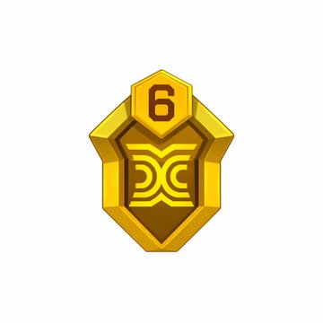 A gold badge featuring the Seismic logo and the number "6," representing a promotion to a higher rank within the Seismic community Discord.