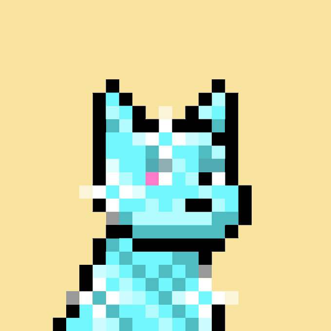 The image features a blue dog statue with white spots, which appears to be a digital art piece or pixel art style drawing of a dog's head. The caption below the image reads "New @doginaldogs sale! Doginal Dog #3358 OTC market." This suggests that there is an ongoing sale for this particular type of artwork, possibly related to dogs.