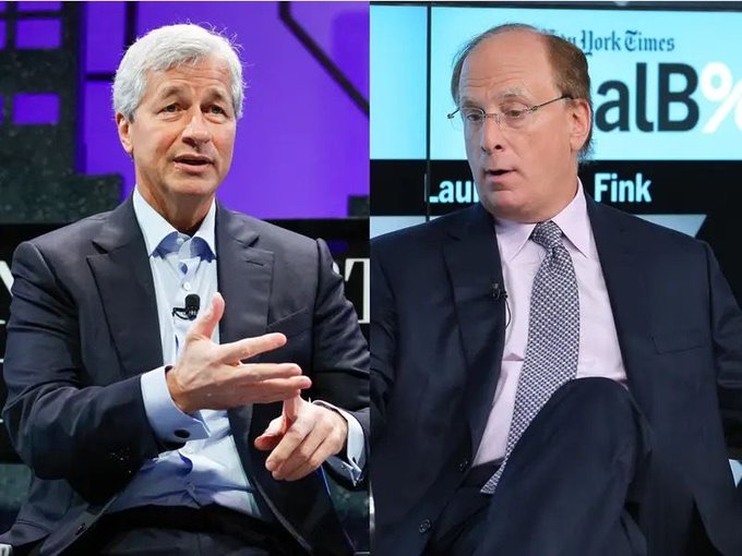 A split image of two men in suits speaking at panels, with the 'New York Times' and 'DealBook' logos visible in the background behind the man on the right.