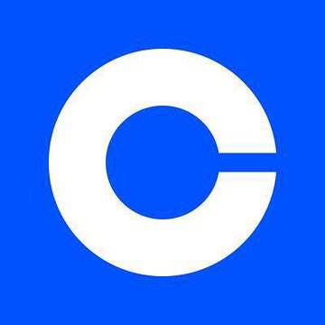 The image shows a stylized white letter "C" centered on a vibrant blue background—the recognizable logo of Coinbase, the cryptocurrency exchange. The post notes that Coinbase has been dropped from UK Finance, a major British financial-services lobbying group.