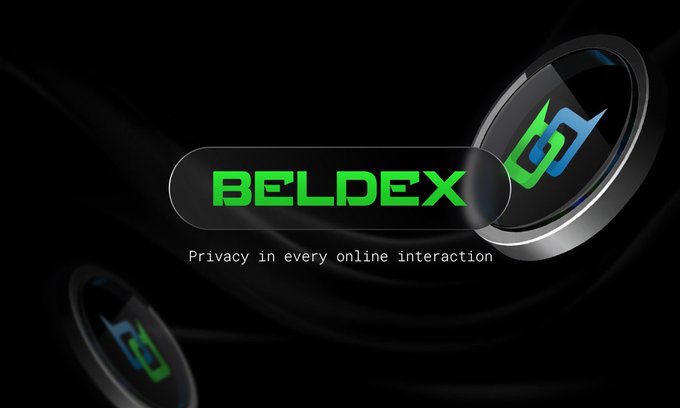 Promotional graphic for 'BELDEX' featuring a green and blue logo and the tagline 'Privacy in every online interaction.'