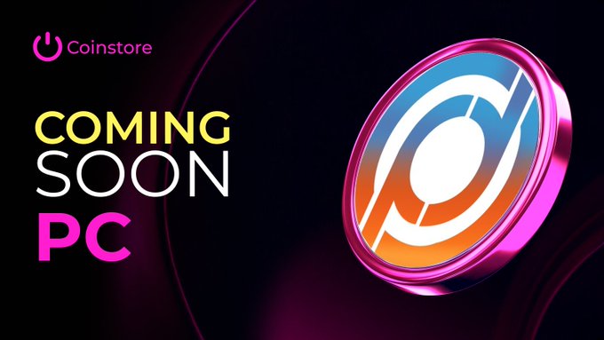 A 'COMING SOON' promotional graphic for a Coinstore PC platform featuring a 3D logo.
