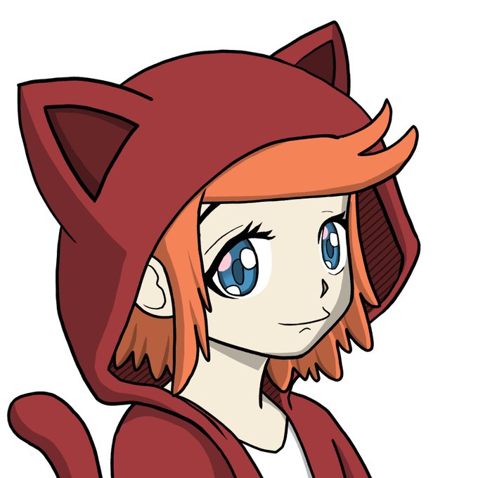 A cartoon character with orange hair and blue eyes wearing a maroon cat-ear hoodie, depicted as an "Honorary Darling" illustration for @notfrydoteth, likely referencing the online community or fandom associated with that username.