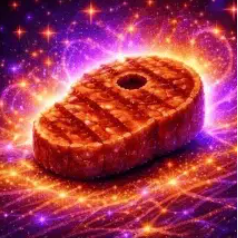 The image features a large, cooked steak placed on a purple background with stars scattered throughout. The steak appears to be grilled or roasted, giving it an appetizing appearance. The text "STAKE" can be seen in the image as well, possibly indicating that this is a meme related to the steak launchpad. The caption of the post reads: "STAKE is flying, already reached 200k market cap However we dont have any runner token truly using its tek Imma CTO 21bj74WbkjPPSUWNvPU4wWBTkgA9Vu5pBPvAcmvYZxCz The first