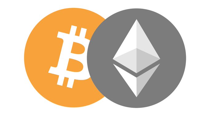 The image shows the orange Bitcoin (BTC) logo overlapping with the gray Ethereum (ETH) logo, representing the two leading cryptocurrencies.

The caption fits the post perfectly, as it illustrates the two major assets—$BTC and $ETH—that institutional players BitMine and Strategy are aggressively accumulating.