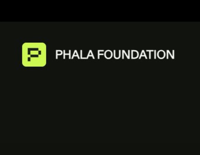 The image displays the "Phala Foundation" logo, featuring a green stylized "P" icon alongside the text "PHALA FOUNDATION" on a dark background, which corresponds to the newly established dedicated account announced in the post for covering $PHA and $vPHA updates, governance, and the transition to Phala L2.