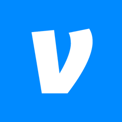 The image shows the Venmo app icon, featuring a white stylized "v" on a blue background. It relates to the post about Venmo's new support for PYUSD stablecoin on the Arbitrum network.