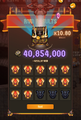 This image shows the results of an in-game loot box opening, displaying a total of 40,854,000 coins and several rare items. This visual directly supports the post's claims of earning substantial profits from in-game activities like opening "T1/T2 sacks" in Web3 gaming.