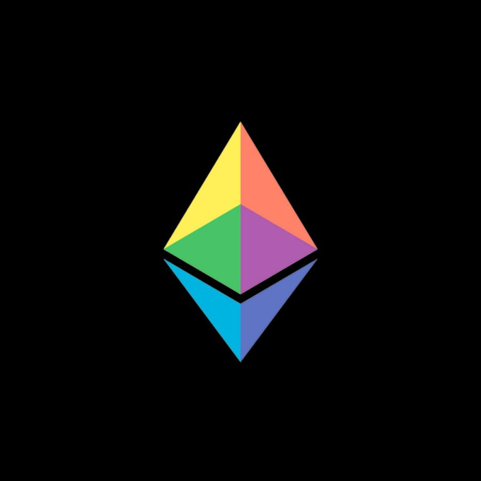 A geometric Ethereum logo, composed of colorful triangular facets (yellow, orange, green, purple, blue) against a black background, represents the Ethereum blockchain advancing toward its upcoming Glamsterdam upgrade. The segmented, multi-colored design of the iconic diamond shape symbolizes the ongoing evolution and progress of the network.