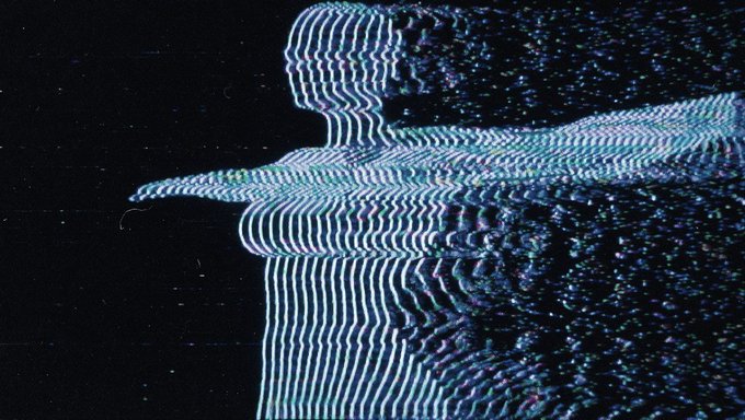 A figure rendered in glowing white moiré/waveform lines stands against a black background, resembling a distorted humanoid silhouette formed by signal interference patterns. The image evokes the "surface vs. substance" theme of the post—visual surface appeal that lacks the underlying authenticity, mirroring the way a follower count can appear impressive while masking fabricated engagement from alt accounts.