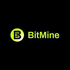 The image shows the BitMine logo featuring a green circular emblem with a stylized "B" alongside the company name "BitMine" in bold text on a black background. This branding relates to the post about BitMine's significant Ethereum holdings, highlighting their accumulation of 5.96M ETH valued at approximately $15B.