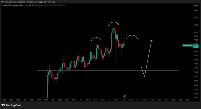 A TradingView candlestick chart of the NYSE-listed U.S. Presidential Contract token (HUPE/USDT), showing price action with bullish indications, ending at $76.63 on August 22, 2024.