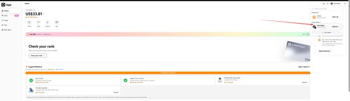 Screenshot of an app dashboard showing US$33.81 balance, 'Check your rank' section, and August Mistress status panel.