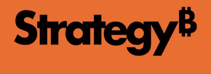 The image shows the **Strategyᴮ** logo (formerly MicroStrategy) in bold black text on an orange background, with a Bitcoin "B" symbol replacing or accompanying the word. This is the official branding of the company ($MSTR) discussed in the post, which highlights that Strategy's ATM (at-the-money) common stock offering has been inactive for two weeks, with no new Bitcoin purchases announced as $STRC buybacks continue at a $139.3M weekly pace.