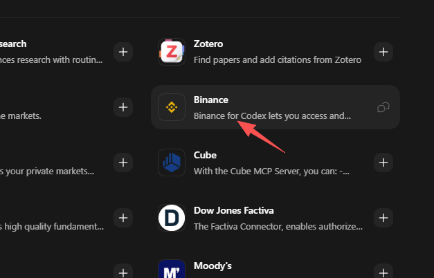 The image shows a computer screen with several options displayed, including a menu for chatbot services such as ChatGPT. The focus of the image is on the option that says "Binance lets you access..." which is located at the top left corner of the screen. This indicates that there might be an option to access information about Bitcoin and other cryptocurrencies in this particular chatbot service.