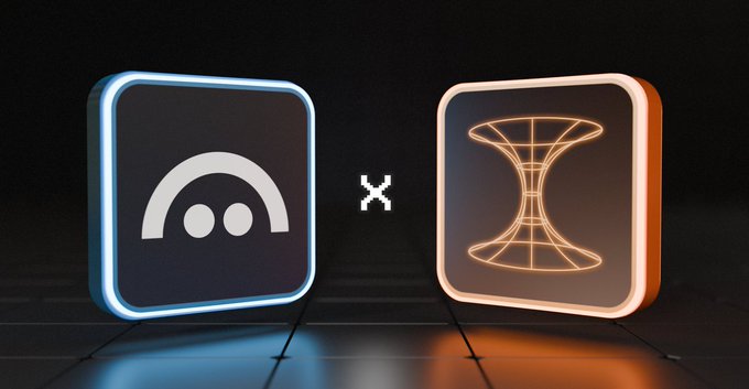 A digital graphic displays a blue square icon with a face-like symbol next to an orange wireframe hourglass icon, separated by a white 'X' on a dark background.