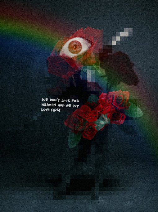 The image features a black vase filled with red roses, which are placed against a dark background. The roses appear to be wilted or dying, adding an element of sadness to the scene. In the bottom right corner of the image, there is text that reads "we don't look for eternal love 0.05 eth reserve @TransientLabs". This message seems to be related to the post about finding true love and the importance of being patient in matters of the heart.