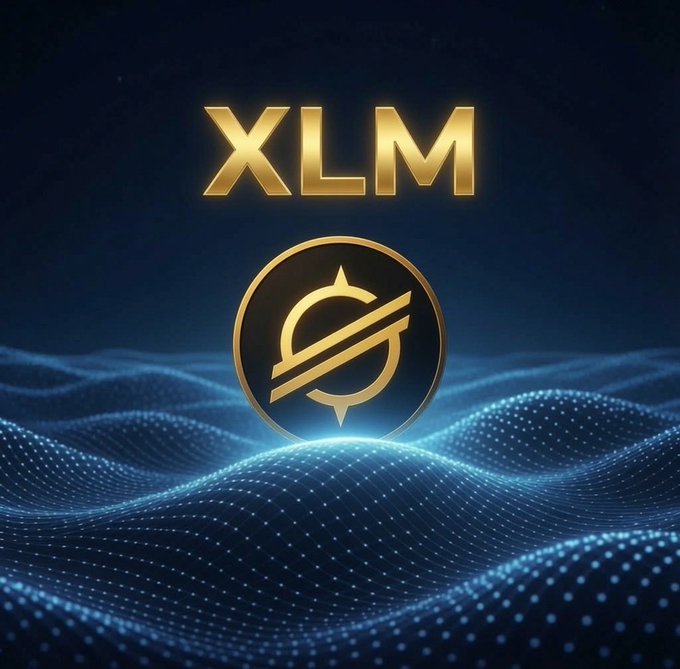The image features a blue ocean wave with gold lines, and the word "XLM" in golden letters at the center of the scene. Below the text, there are several dollar amounts written out, suggesting that this may be an advertisement or promotional material for a cryptocurrency, such as XLM. The message seems to suggest that the next move for XLM is coming back with great speed and potentially big targets in the near future.