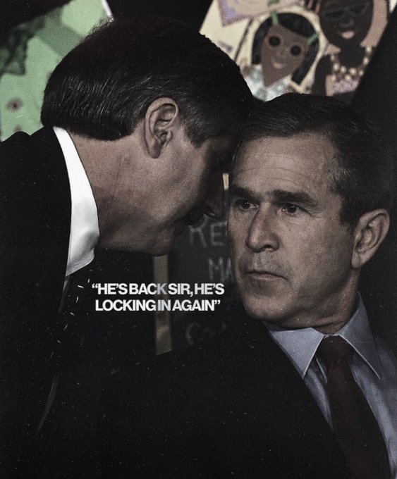 A meme featuring President Gerald Ford with the caption 'HE'S BACK SIR, HE'S LOCKING IN AGAIN'.