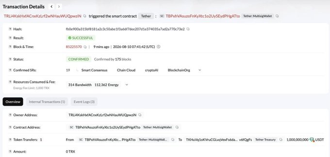 A blockchain transaction details screenshot shows a successful smart contract trigger on the Tron (TRX) network involving a transfer of 1,000,000 USDT, marked as 'CONFIRMED' and 'SUCCESSFUL'.