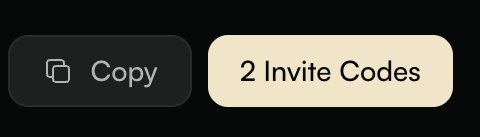A copy icon button next to a tan "2 Invite Codes" badge, highlighting that two referral codes for Arcus are available to copy and share.