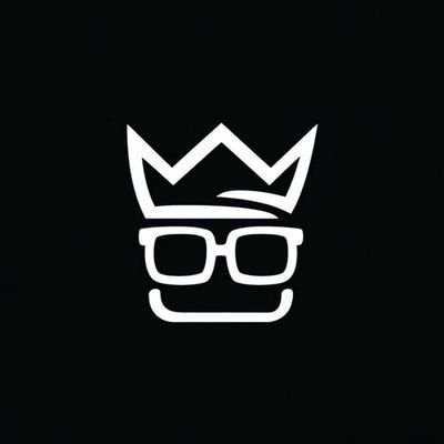 A white line-art logo on a black background depicting a stylized face with spiky hair, glasses, and a mustache. The glasses reference the post's metaphor about "FOMO wearing glasses," symbolizing the disguised guise of impulsive trading disguised as research.