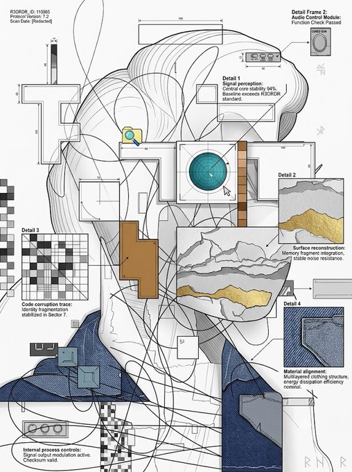 The image features a drawing of a person's face with various objects surrounding them, including a blue shirt, a pair of jeans, and a book. The drawing also includes text that reads "Fam, how do you feel? @R3ORDR_eth @R3ORDR @Dario_Desiena". This suggests that the image is meant to be interpreted as an art piece or a creative representation of everyday life, with the person's face and surrounding objects serving as the main focus. The post seems to be discussing the drawing in relation to the artist's feelings about their own appearance or the way they perceive themselves.