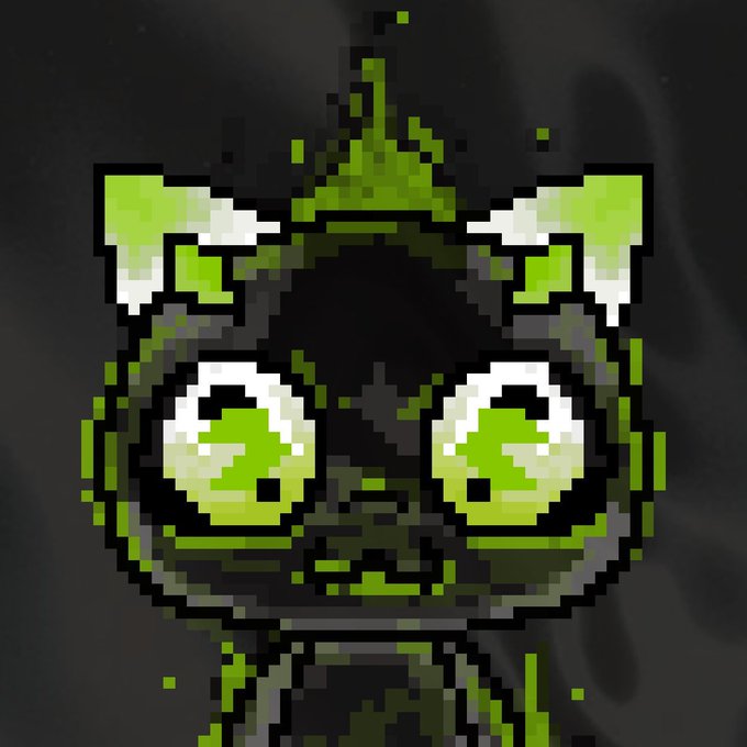 A black and green pixel-art creature with large glowing green eyes and small white-green wing-like appendages sits against a dark background, resembling a stylized alien or monster sprite. The artwork is presented as fan art shared within the @RaikuCN community, where the creator is inviting viewers to identify the mysterious species during a Mid-Autumn Festival Discord AMA.