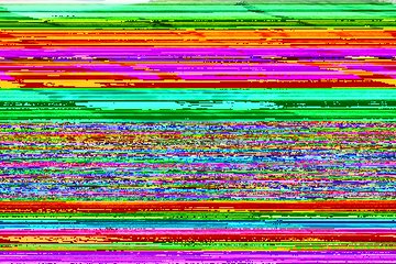 The image features a colorful, striped pattern with various shades of green, red, blue, purple, pink, orange, yellow, and gray lines arranged in a grid-like fashion against a gray background. The caption below the image reads "Happy #TezosTuesday Here are some works to consider."