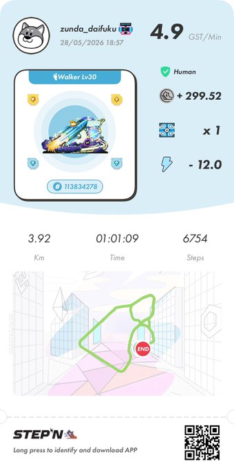 The image shows a step-by-step guide for using an app called "Stepn" that helps users track their physical activities, such as walking or running. The app displays information about the user's progress, including steps taken, calories burned, and distance traveled. It also provides a map of the area where the activity took place to help users better understand their surroundings while exercising.