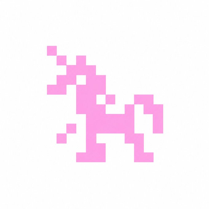 A pink pixel art figure of a dinosaur, resembling a T-rex or similar theropod, depicted in a side profile stance against a white background.