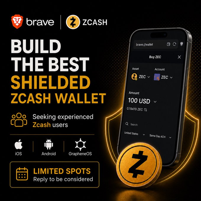 The image features a cell phone displaying an advertisement for a new Zcash wallet, which has been built using the best shielded Zcash wallets available. The phone screen shows the wallet's interface, including a coin icon and text that reads "BUILD THE BEST SHIELDED ZCASH WALLET". The background of the image is black with yellow lines, creating an eye-catching contrast to highlight the wallet advertisement.

The post also mentions limited spots available for users who want to try out this new Zcash wallet. It encourages viewers to respond to the post and be considered for a limited number of spots in order to access the wallet's features.